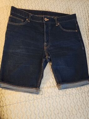 Men's Dark Blue Denim Shorts